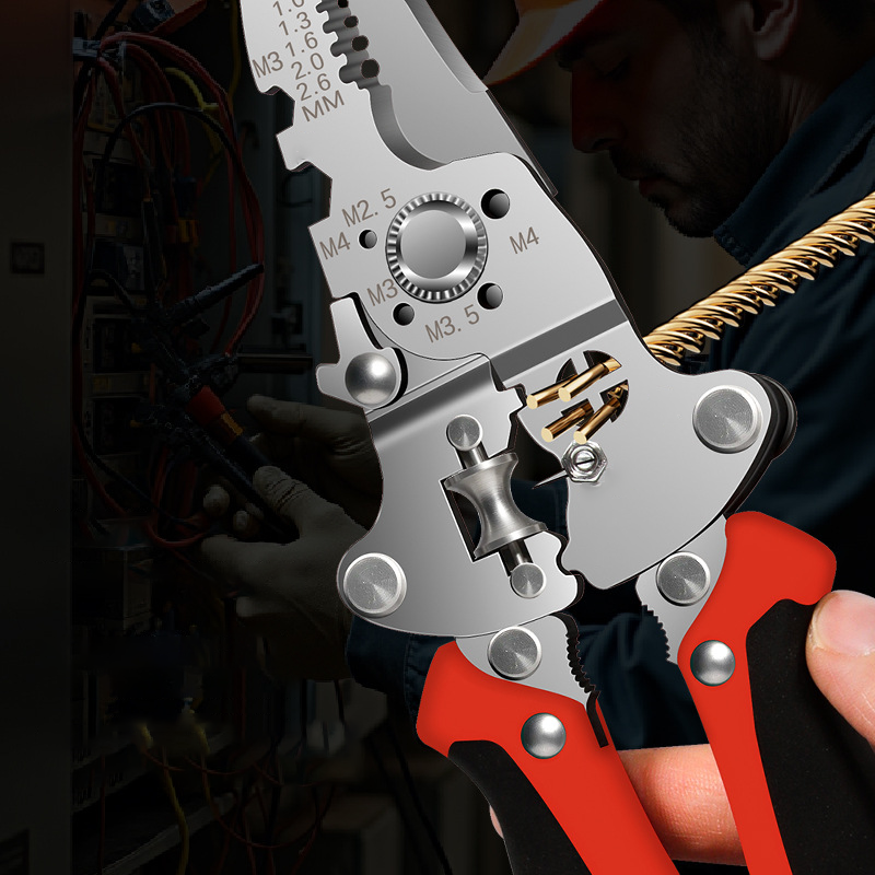 Arenzza multifunctional folding wire strippers with voltage tester, compact tools for electrical work and wire cutting.
