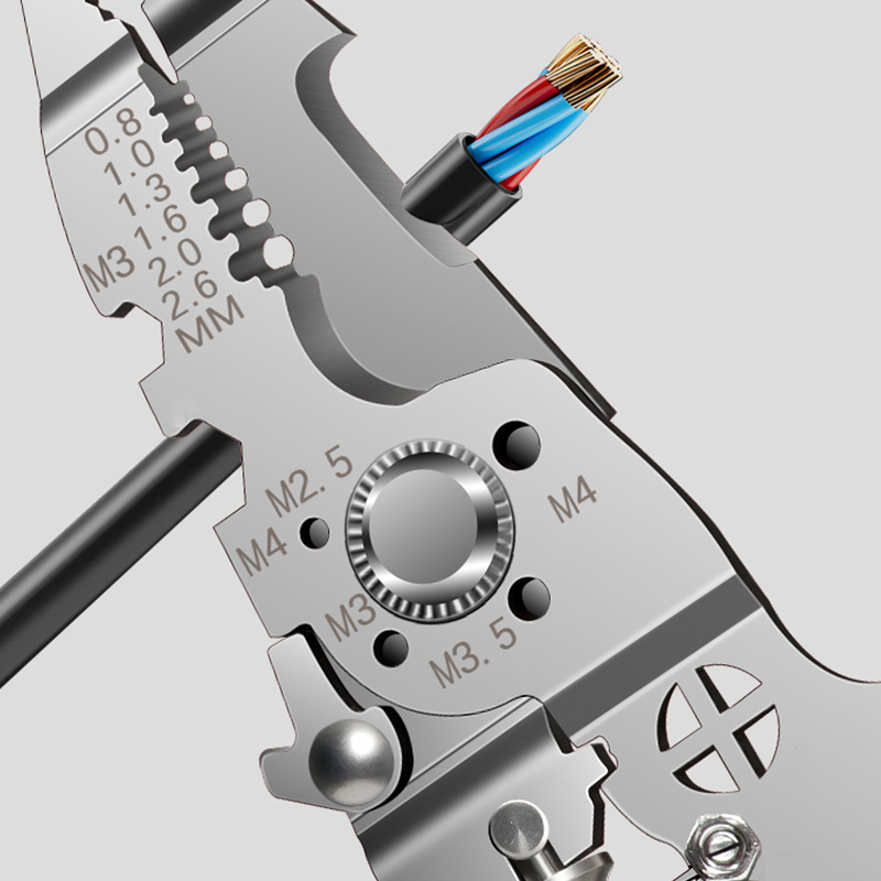 Arenzza multifunctional folding wire strippers with built-in voltage tester, versatile tool for electrical work and wire cutting.