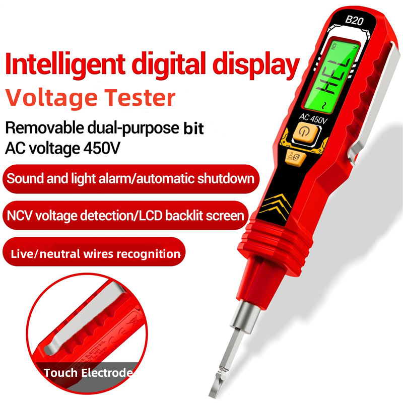 Arenzza non-contact voltage tester with LCD display, hand-held electrical testing tool for detecting live wires safely.