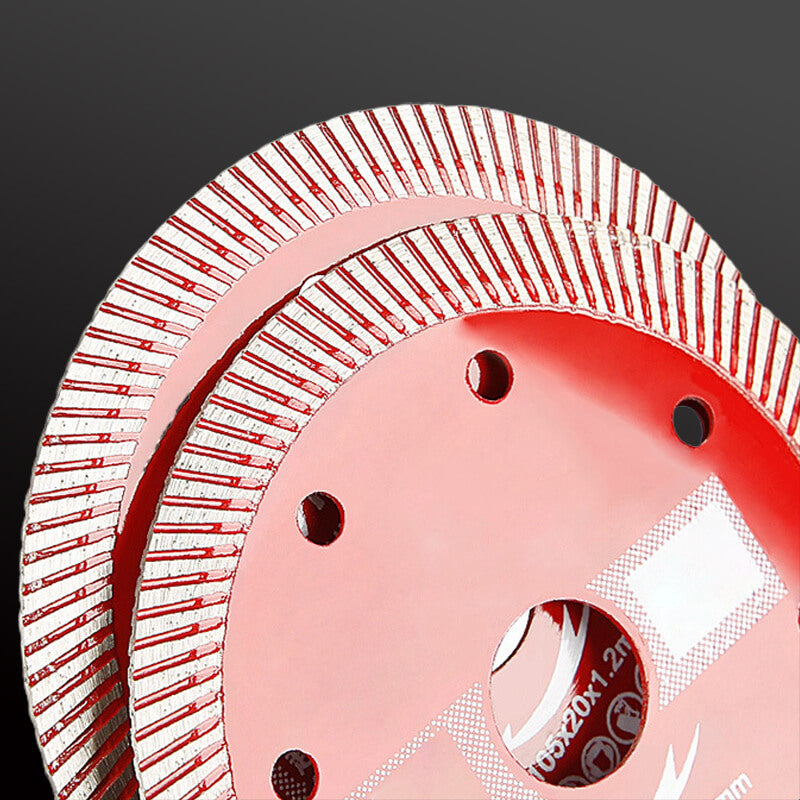 Arenzza ultra-thin master cutting disc for corrugated tiles, tool accessory, shown with a close-up of the disc's edge and surface.