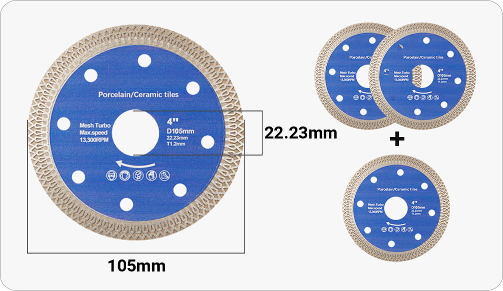 Arenzza ultra-thin master cutting disc for corrugated tiles, shown with sharp, durable blades designed for precise tile cutting in tools.