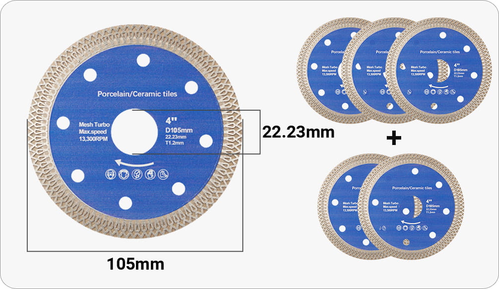 Arenzza ultra-thin master cutting disc for corrugated tiles, shown in use on a power tool, designed for precise cutting in tools and garden projects.