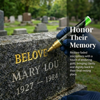 Arenzza Tombstone Marker Pen used for restoring faded grave inscriptions on stone or grave markers.