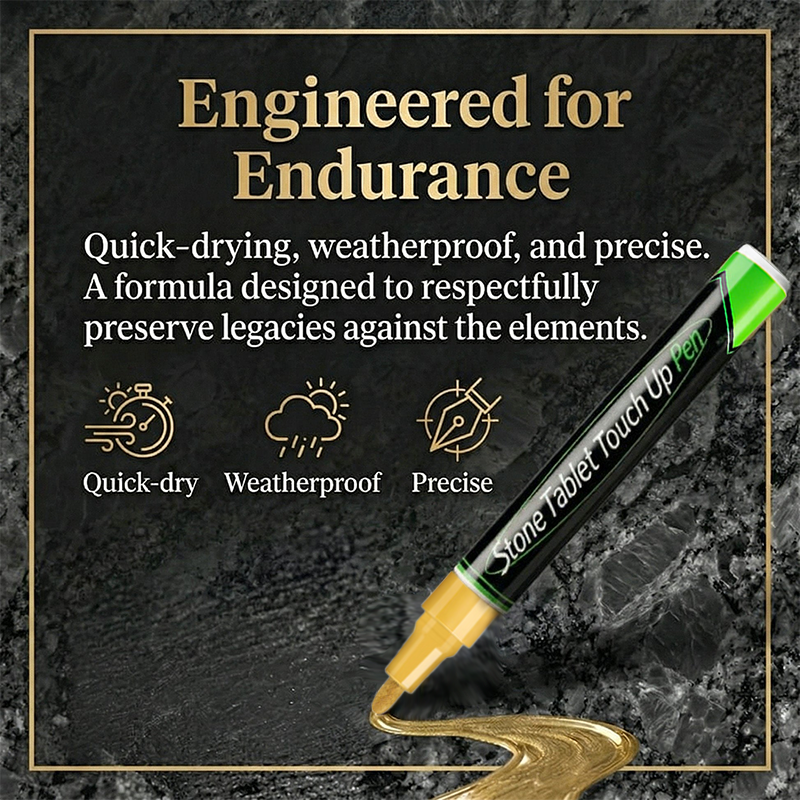 Arenzza Tombstone Marker Pen for grave inscriptions, black ink pen with fine tip for repairing faded tombstone engravings.