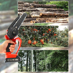 Arenzza mini 6-inch rechargeable chainsaw with battery included, ideal for garden and small cutting tasks.