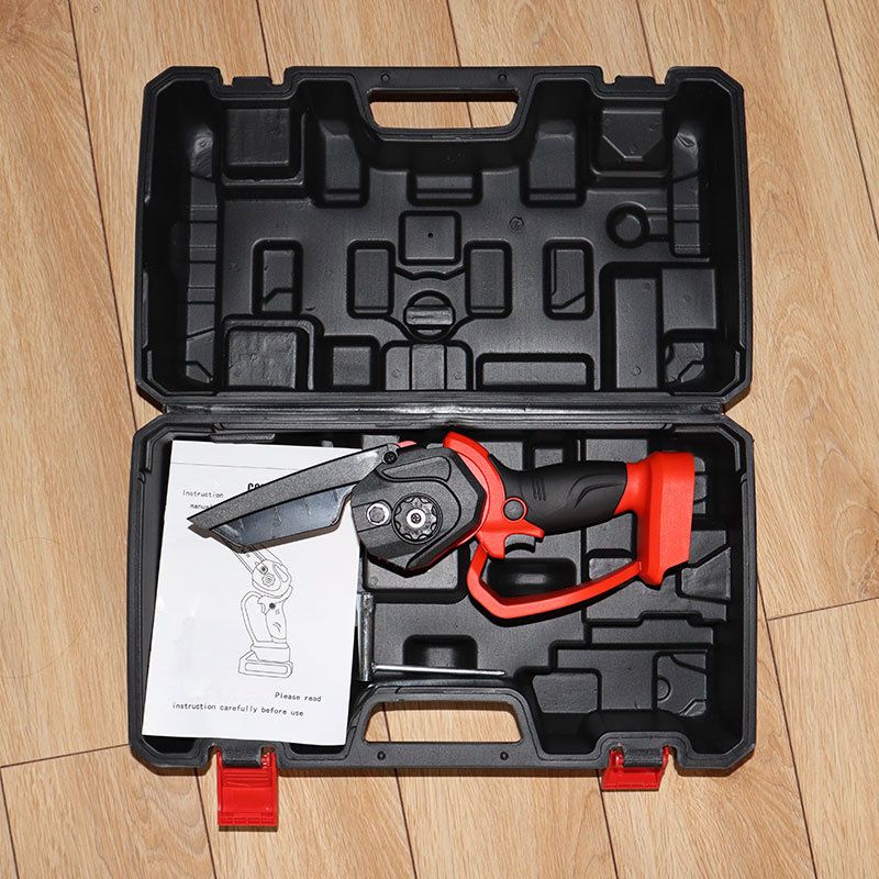 Arenzza mini 6-inch rechargeable chain saw with battery, showing the compact power tool for gardening and cutting tasks.