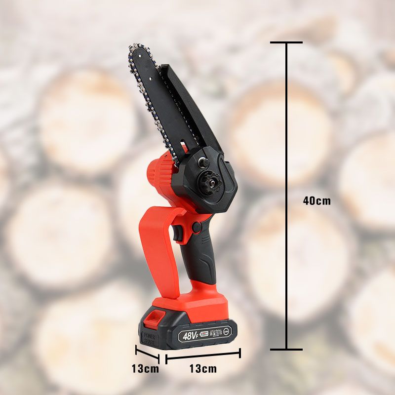 Arenzza Mini 6-inch rechargeable chainsaw with battery included, ideal for small cutting tasks in tools and garden.