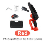 Arenzza mini 6-inch rechargeable chainsaw with battery included, ideal for gardening and cutting tasks.