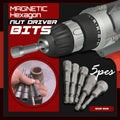 Set of 5 Arenzza magnetic hexagon nut driver bits for tools and garden use, featuring durable metal construction and magnetic tips.