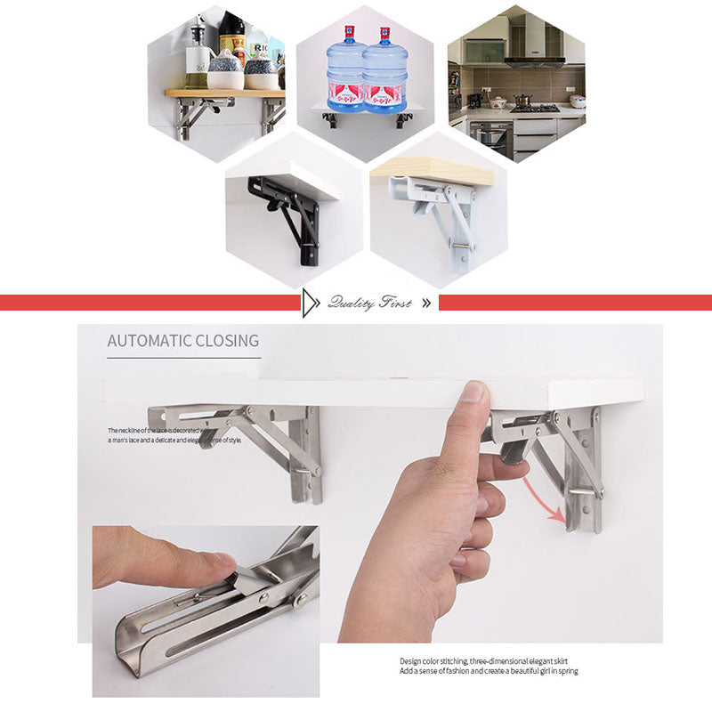 Arenzza instant fold multi-use bracket for kitchen and study organization, made of sturdy metal with a space-saving design.