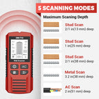 Arenzza multifunctional handheld metal and wall detector tool showing display screen and detection sensors for metal and wall materials.