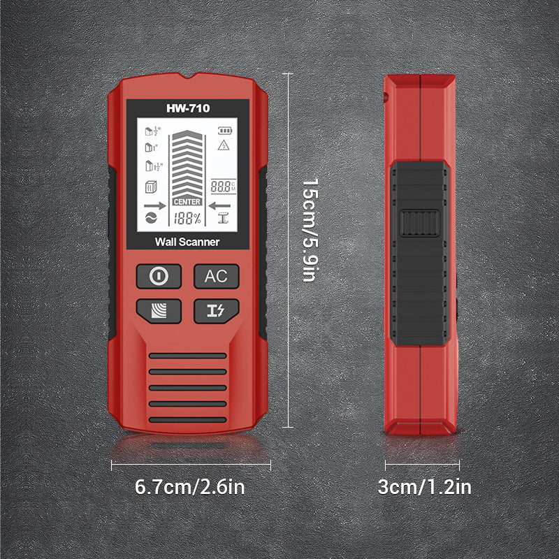 Arenzza multifunctional handheld metal and wall detector tool with display screen and detection sensors, designed for tools and garden use.