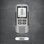 Arenzza multifunctional handheld metal and wall detector tool showing display screen and detection sensors in use.