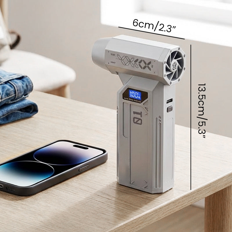 Arenzza portable high-speed fan dust blower, compact tools and garden device with a handle and powerful air output for cleaning.
