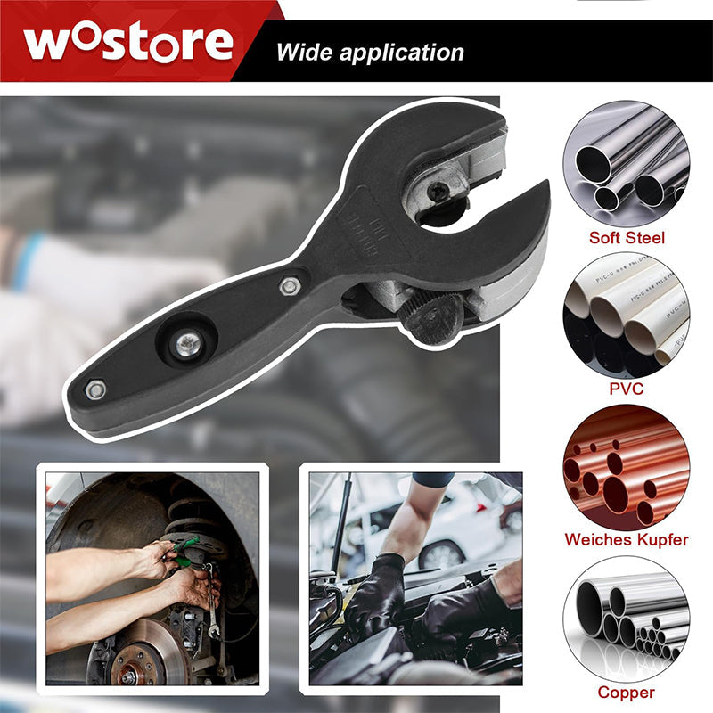 Arenzza 3-piece ratcheting tubing cutter set with silver metal tools for plumbing and home repair tasks.