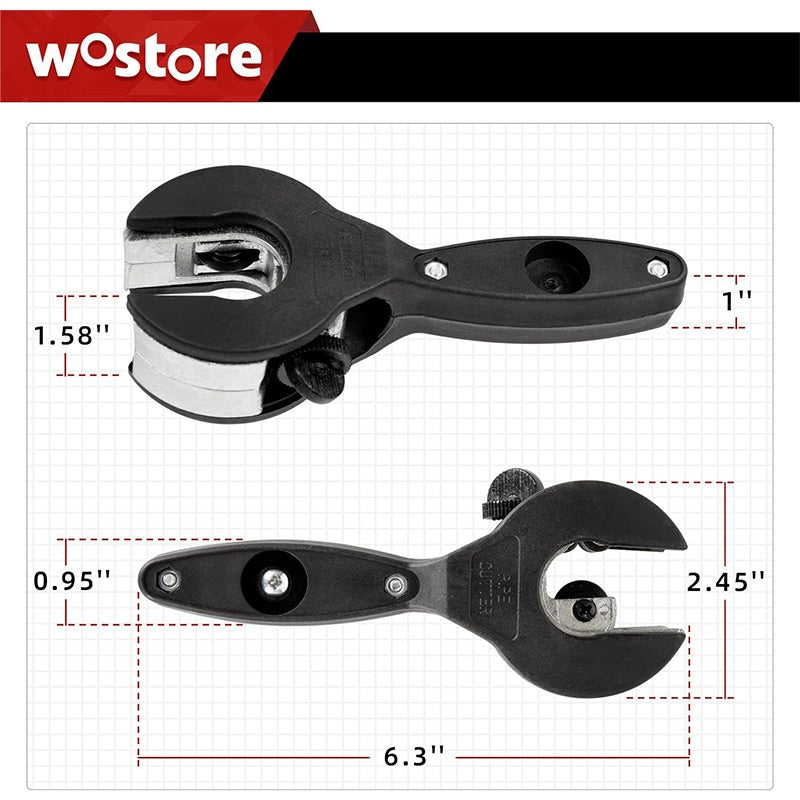 Arenzza 3-piece ratcheting tubing cutter set with metal handles and cutting wheels, ideal for plumbing and home repair tools.