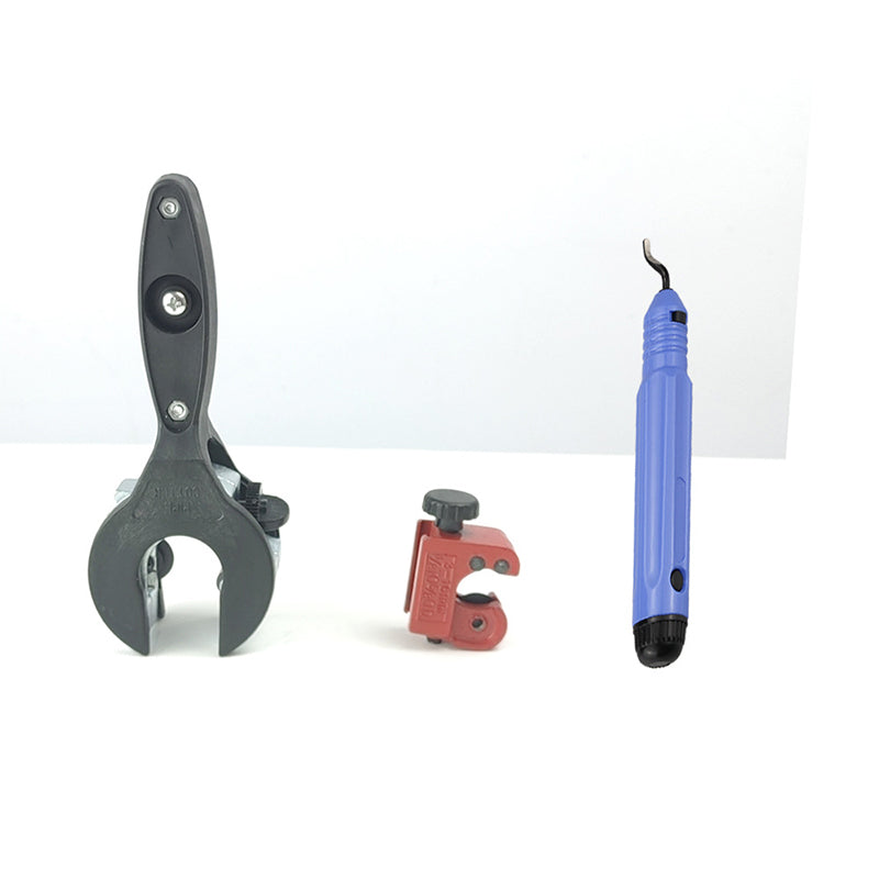 Arenzza 3-piece ratcheting tubing cutter set with metal handles for cutting pipes, ideal for home plumbing and DIY projects.
