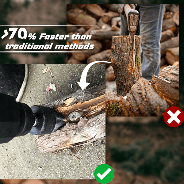Arenzza professional drill set for firewood prep, featuring durable tools for quick and efficient log splitting and woodworking.