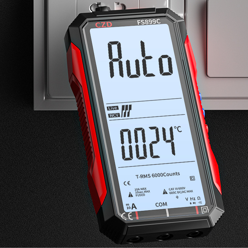 Arenzza USB rechargeable digital multimeter with digital display and test leads, used for electrical measurements in tools and garden projects.