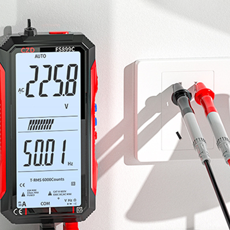 Arenzza USB rechargeable digital multimeter with display and test leads, suitable for electrical testing and measurements.