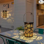 Aarenza Hanging Solar Shadow Lantern with hollow design, outdoor garden tools and lighting, decorative solar-powered lantern.