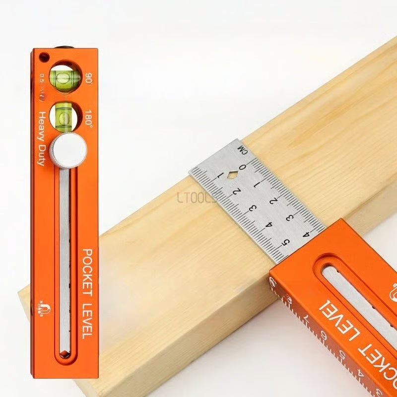 Arenzza multifunctional marking level ruler with measurement scales and bubble level for precise marking and leveling tasks.