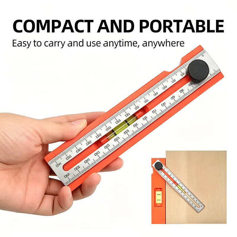 Arenzza multifunctional marking level ruler with measurement markings and bubble level for precise alignment and layout tasks.