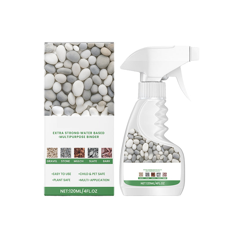 Arenzza waterproof rock glue for landscaping tools and garden projects, shown in a garden setting with rocks and adhesive applicator.
