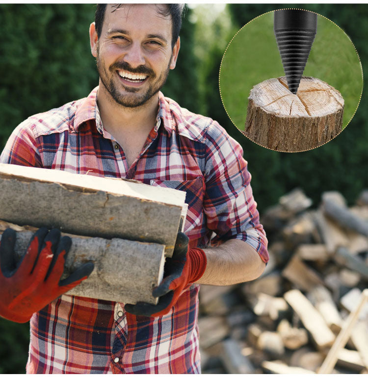 Arenzza firewood drill bit with hex shank for woodworking and garden projects, shown in a close-up view.
