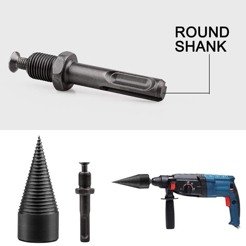 Arenzza firewood drill bit with hex shank, designed for efficient wood splitting, shown in a close-up view for Tools & Garden use.