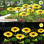 Arenzza sunflower solar lights with auto on/off, 14-hour glow, waterproof IP65, decorative outdoor garden lighting