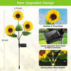 Arenzza sunflower solar lights with auto on/off, waterproof design, glowing in a garden setting, showcasing outdoor tool and garden lighting.