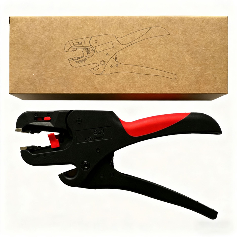 Arenzza professional electrician's wire stripping tool, handheld tool with adjustable blades for stripping electrical wires.