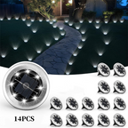 Arenzza 2-pack solar path lights with auto dusk-to-dawn lighting, outdoor garden tools and decorative lighting for pathways.