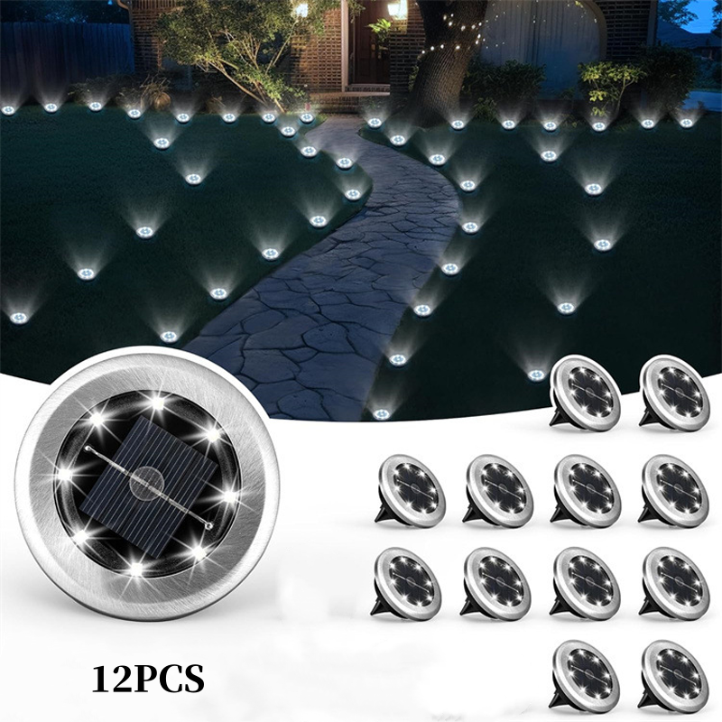 Aarenza 2-pack solar path lights for garden, auto dusk-to-dawn, outdoor tools and garden lighting, black finish, illuminated at dusk