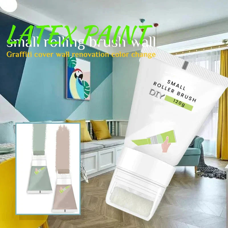 Arenzza graffiti cover wall renovation latex paint with small rolling brush, used for color change and wall refresh in tools and garden.