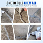 Arenzza heavy-duty concrete crack repair adhesive applied to a cracked concrete surface, suitable for tools and garden projects.