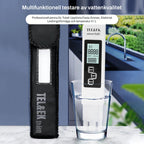 Arenzza digital TDS meter with large LCD screen, showing quick water quality measurement in a tools and garden setting.