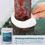 Arenzza waterproof heavy-duty epoxy metal glue in a tube, suitable for tools and garden repairs, shown with applicator tip.