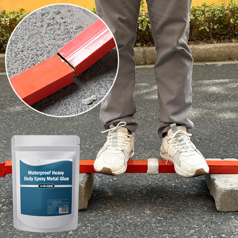 Arenzza waterproof heavy-duty epoxy metal glue tube for tools and garden repairs, featuring a black and green packaging design.