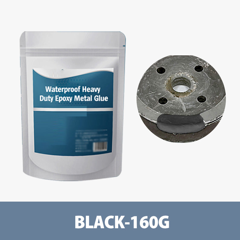 Arenzza waterproof heavy-duty epoxy metal glue in a tube, ideal for tools and garden repairs, with a metal applicator tip.