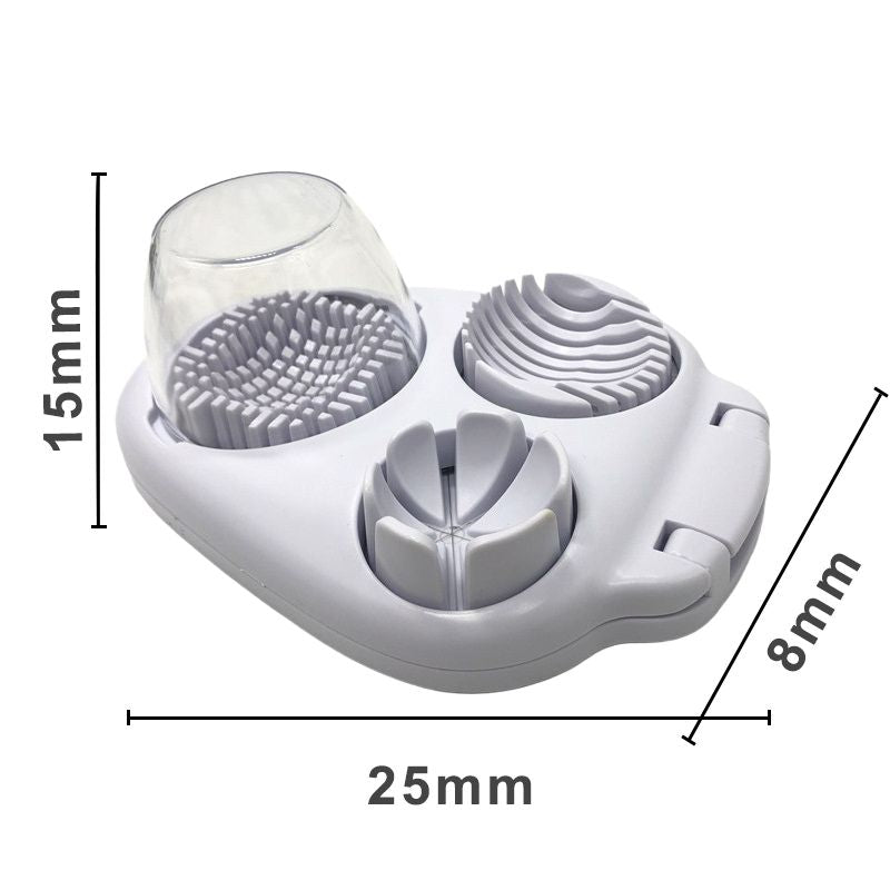 Arenzza 3-in-1 egg slicer tool with stainless steel blades for slicing eggs, vegetables, and soft foods, compact kitchen gadget.