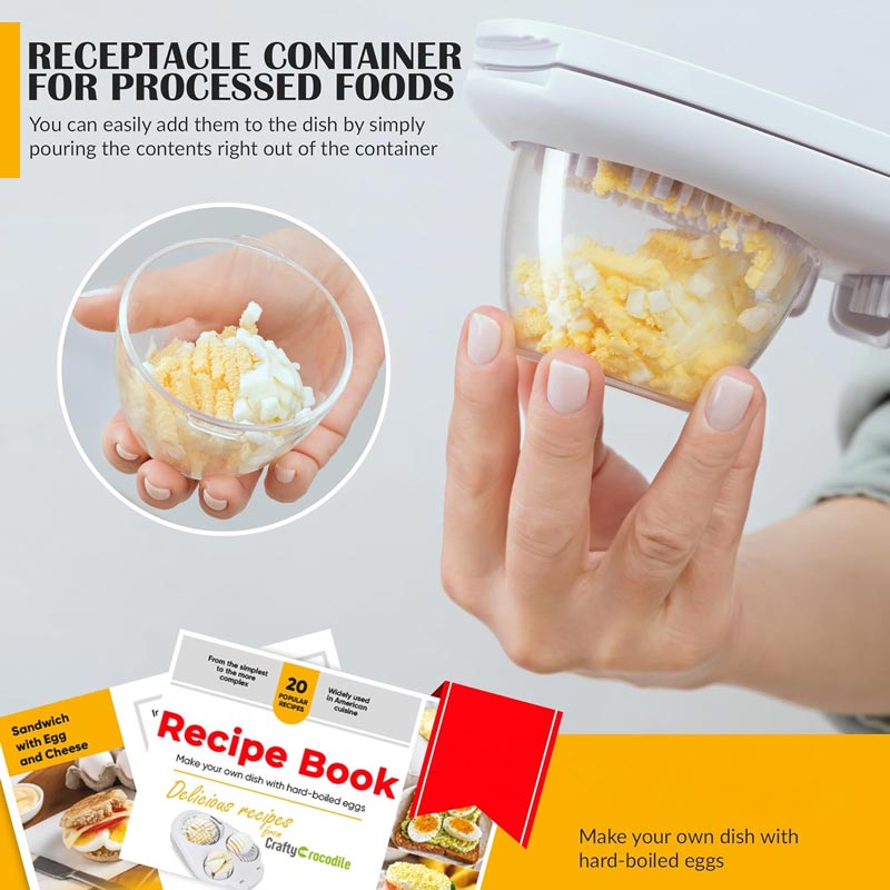 Arenzza 3-in-1 egg slicer, multifunctional kitchen tool with stainless steel blades, designed for slicing eggs and soft foods.