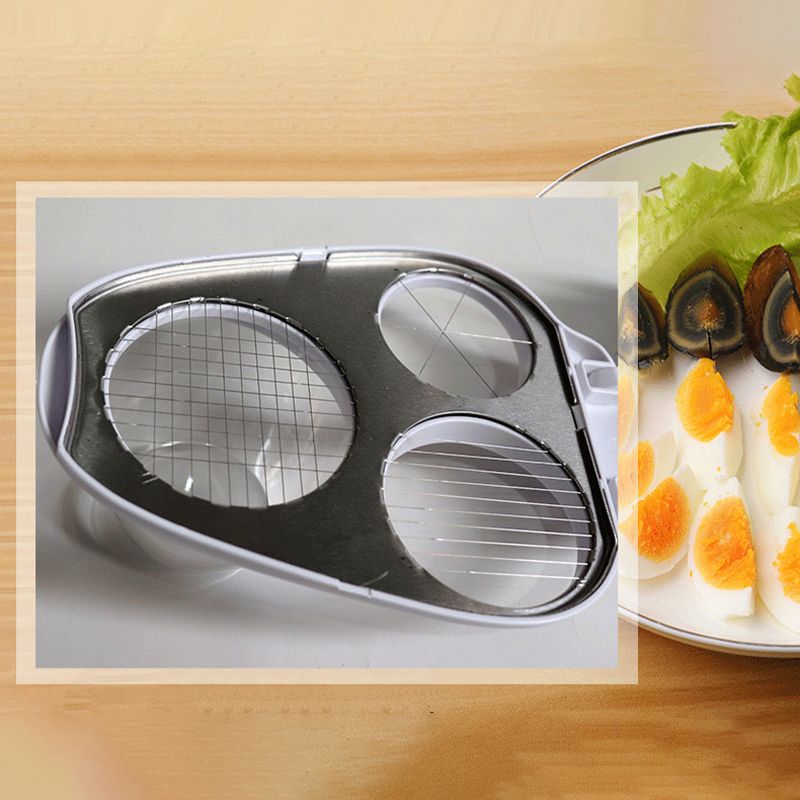 Arenzza 3-in-1 egg slicer with stainless steel blades, multifunctional kitchen tool for slicing eggs, vegetables, and more.