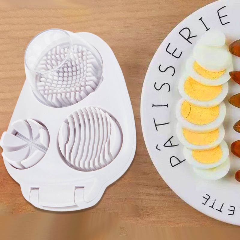 Arenzza 3-in-1 egg slicer with stainless steel blades, versatile kitchen tool for slicing eggs, mushrooms, and more.