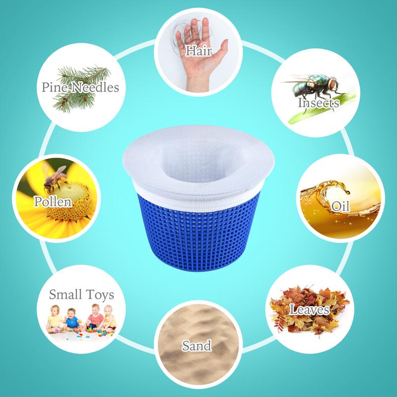 Arenzza pool skimmer socks for skimmer baskets, designed to trap debris and keep pool filters clean, shown on a white background.