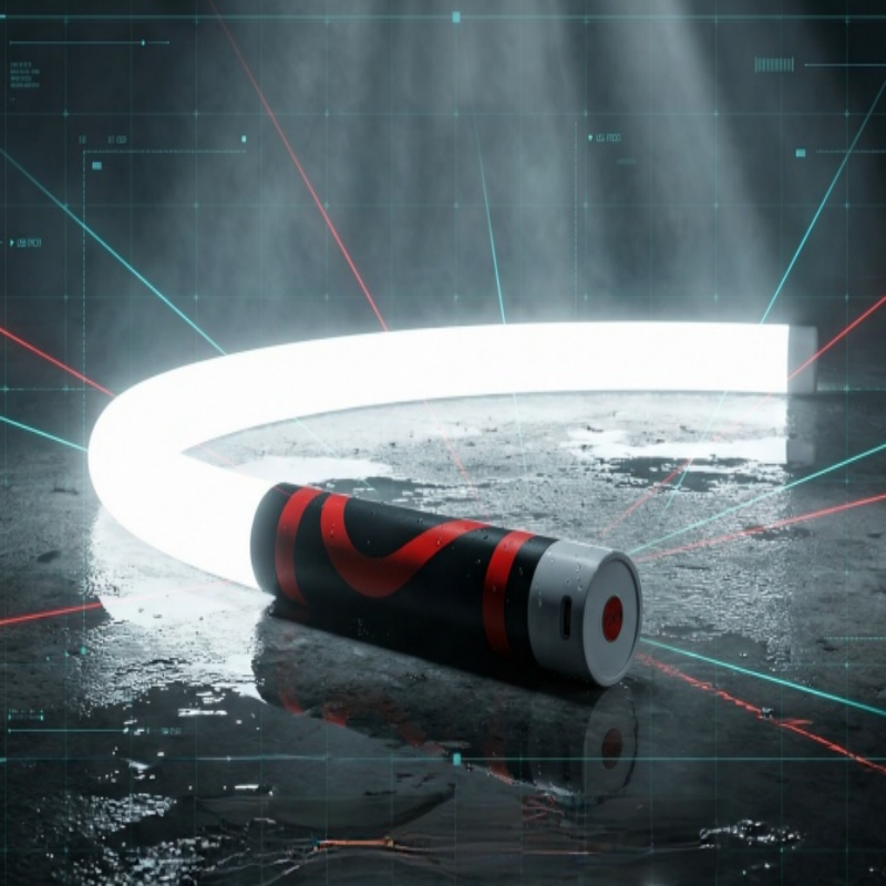 Flexible silicone LED strip light by Arenzza, showing the bright, colorful light strip with a flexible silicone casing for garden or tool use.