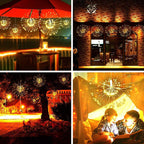 Arenzza solar fireworks light strings for garden and party décor, featuring colorful LED lights on a flexible string.