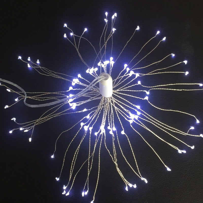 Arenzza solar fireworks light string for garden and party decor, featuring colorful LED lights on flexible wiring.