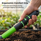 Arenzza garden tool set with extended long handles, includes pruning shears, trowel, and cultivator, for gardening tasks.